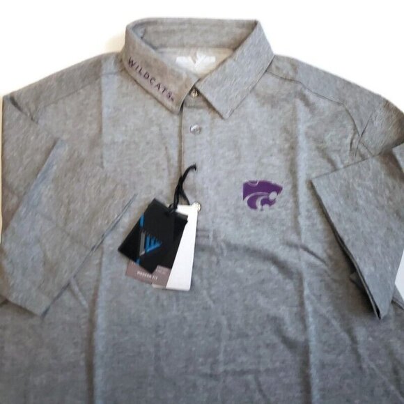 Kansas State Wildcats Reign Wordmark Short Sleeve Polo Mens Small Heather Gray - Picture 2 of 6